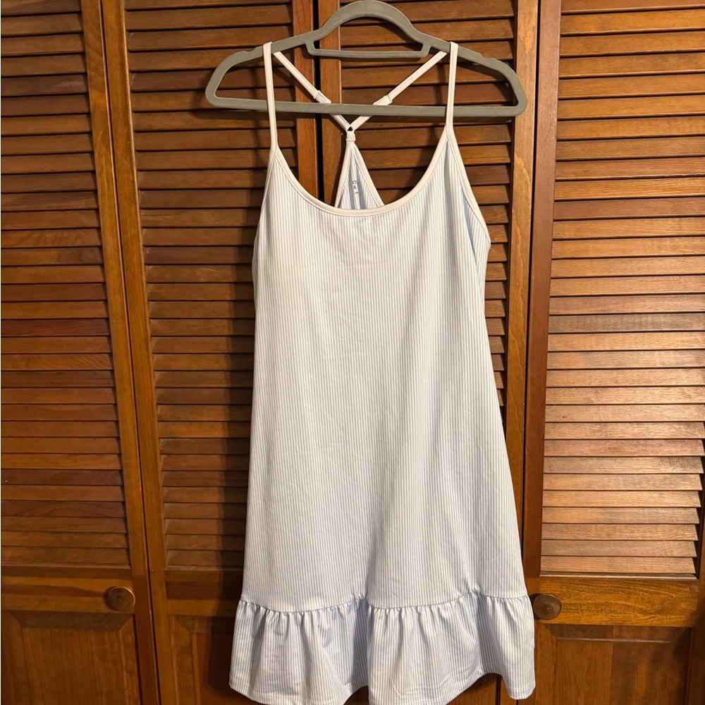 Crown & Ivy Light Blue Striped Athletic Dress